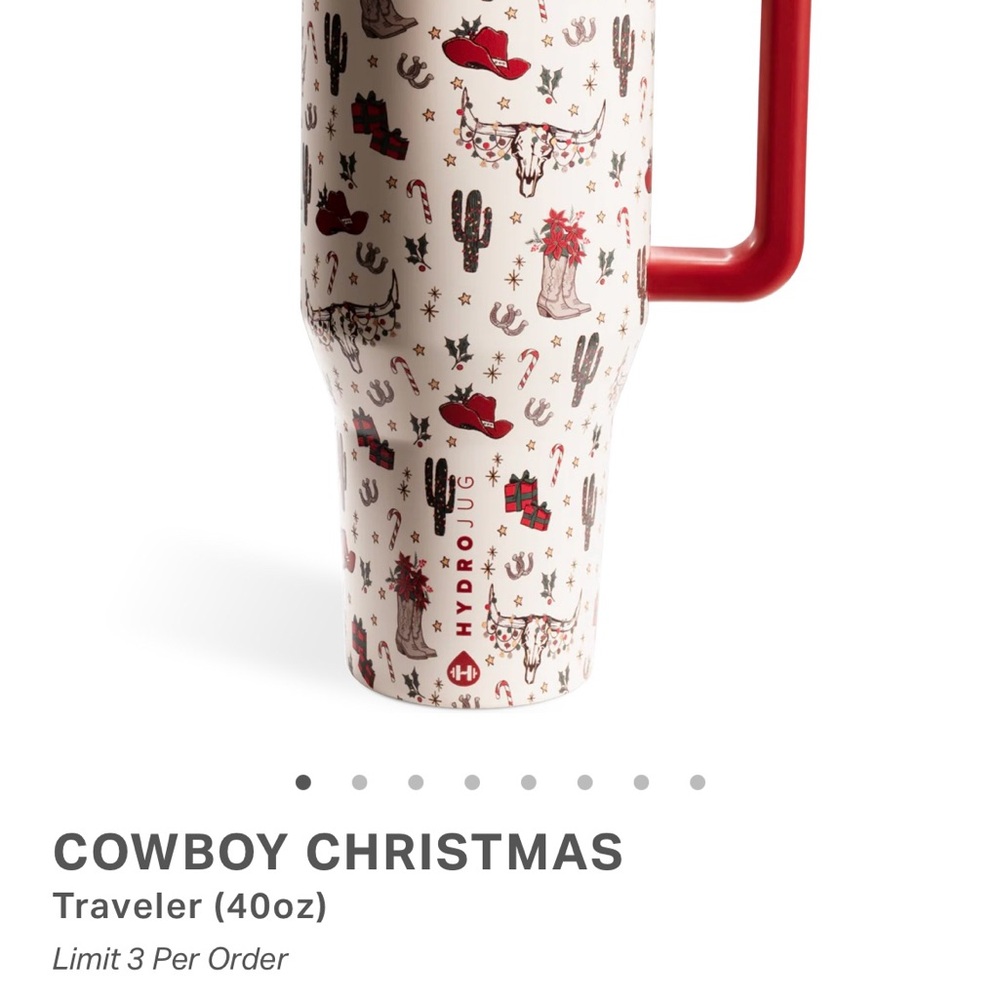 HydroJug Cowboy Christmas Traveler Mug - Red and White